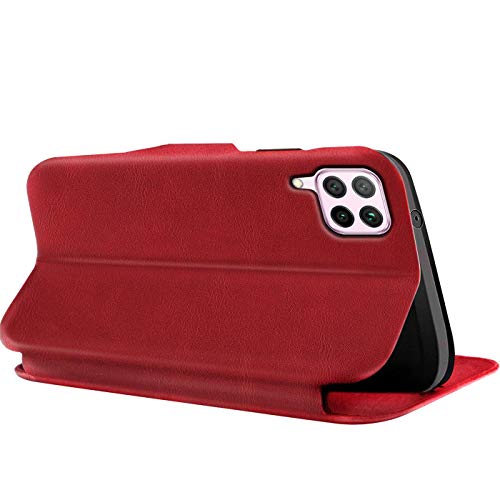 Verco Book Style for Huawei P40 Lite Case, Premium Magnetic Flip Cover for Huawei P40 Lite Wallet Case with Card Slot, Red - Image 3