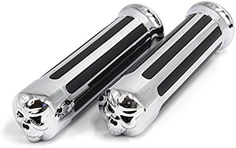 Amazon Co Jp Szmsmy汎用 バイク ハンドル グリップ ドクロ クローム 25mm 車 バイク