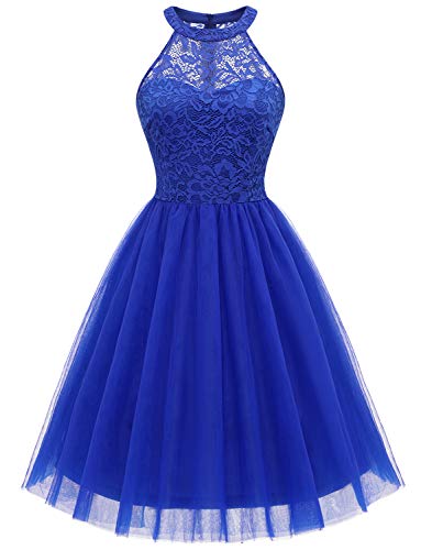 Image of Dressystar Women's Sequin Short Prom Dress Sparkly Halter Tulle Cocktail Party Homecoming Dresses