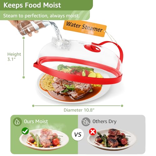 image for NUTIKAS Microwave Splatter Cover with Water Steamer for Food - 10 Inch