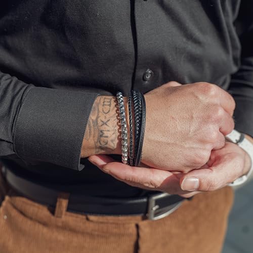Image of SERASAR Premium Leather Bracelet Men | Stainless Steel Magnetic Clasp | Three Colors | Jewelry Box Included