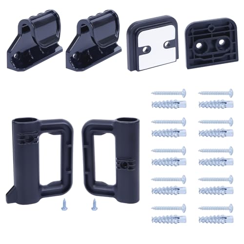 Stcockis Retractable Baby Gate Replacement Parts - Full Set Wall Mounting Kits Hardware with Brackets, Hooks, Latches, Screws for Retractable Dog Gate, Black