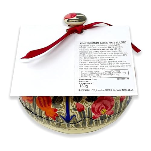 Rita Farhi Milk, Dark & White Chocolate Covered Almonds Handmade Bonbonnière 130g – Luxury Chocolate Gift Box, Palm Oil Free - Image 6