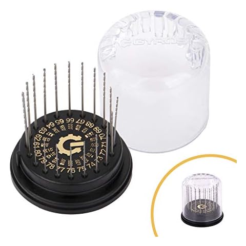 GYROS 20 PCS Mini Twist Drill Bit Set #61 to #80 w/Dome Storage Case, High-Speed Steel Wire Gauge Micro Drill Bits for Jewelry, Plastic, & Soft Metal | Small Drill Bits for Pin Vise & Rotary Tool Cover