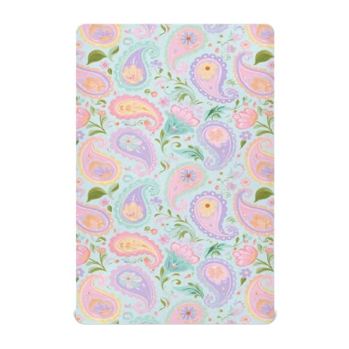 Image of Crib Sheet Breathable Soft Crib Mattress Sheet for Baby Toddler Boys Girls Fitted Pack n Play Crib Sheet Fit Standard Crib Mattress 39 x 27 Inch Green Purple Pinks Leaf Paisley