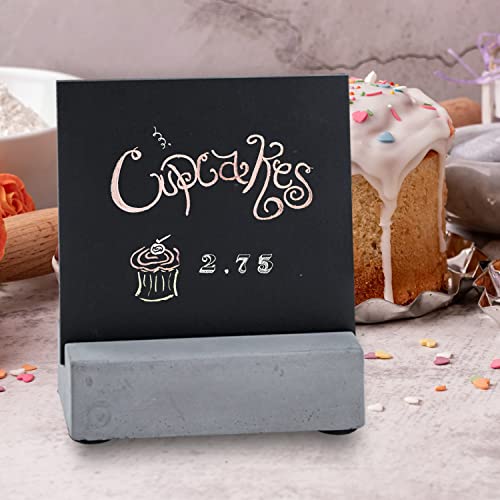 Mygift Modern Mini Chalkboard Signs With Stand, 4 X 5 Double Sided Tabletop Small Memo Board Menu Sign With Concrete Holders, Set Of 4 #TOP2