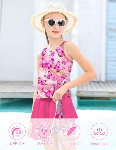 Image of ALISISTER Girls Tankini Swimsuit Two Piece Bathing Suits Summer Beach Swimwear with Shorts for 7-12 Years
