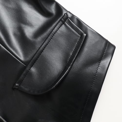 Plus Size Women's Button Front PU Leather Vest Blazer4