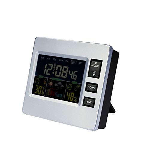 Wetterstation Vorhersage Wecker mit Innen- und Außentemperatur-Schlummerfunktion und LCD-Farbdisplay