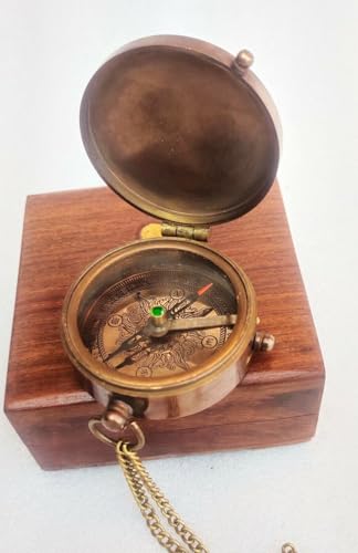 Brújula Vintage Personalizada Bronce con Caja de Madera, Frase 'La Vida es Bella', Regalo Romántico Grabado miniatura 4