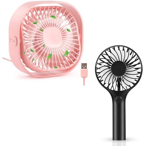 RJVW Small USB Desk Fan and 3 Speeds Rechargeable Handheld Fan Cover