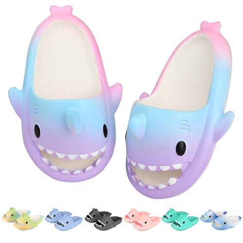 Image of Kids Shark Cloud Slides | Toddler Boys Girls Shower Slippers | Boys Girls Cute Cartoon Fish Flip Flops | Beach Pool Home Sandals | Quick Dry Non-Slip