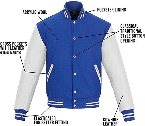 Image of Varsity Jacket Baseball Letterman Jacket- Wool and Leather Premium Quality Unisex Basketball Jacket