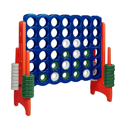 Image of ECR4Kids Jumbo 4-to-Score Giant Game with 42 Rings and Reset Sliders, Kids Games, Blue /Orange