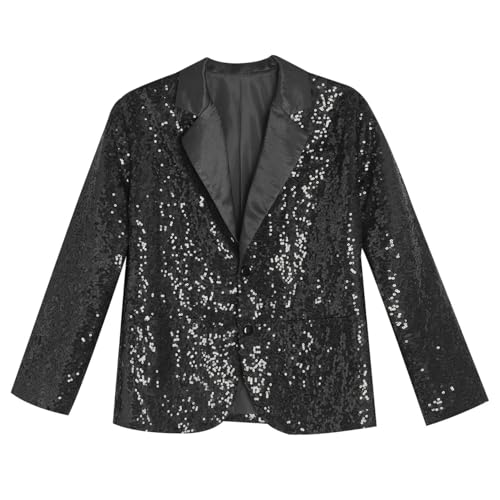 YiZYiF Sequin Blazer Jacket for Girls' Sparkle Lapel Tuxedo Suit Coat Stage Performance Outfit Dance Tops4