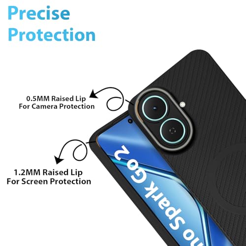 Image of LIRAMARK Rugged Carbon Fibre TPU Armor Silicone Back Cover Case for Tecno Spark Go 2