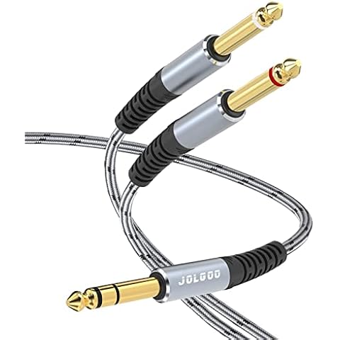 JOLGOO 1/4" TRS to Dual 1/4" TS Mono Stereo Breakout Cable, Male 6.35mm 1/4" TRS to Dual 1/4 Inch TS Y Splitter Cord, 10 Feet Cover