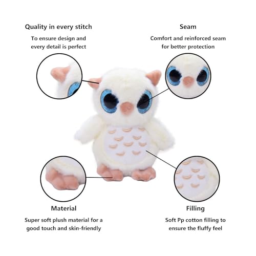 Image of Tickles Cute Owl Soft Stuffed Plush Animal Toy for Kids Girls & Boys Children Birthday Gifts (Color: White Size: 20 cm)