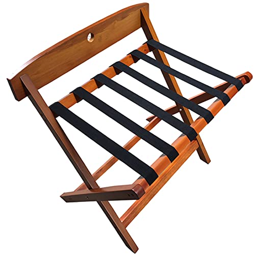 ZJF Porte-Bagages- Porte-Bagages D'hôtel, Cintre De Lit en Bois Massif Pliable De Chevet, Support De Stockage De Chambre d'amis, Support De Stockage De Ménage, 63 × 43 × 61CM (Color : Walnut)