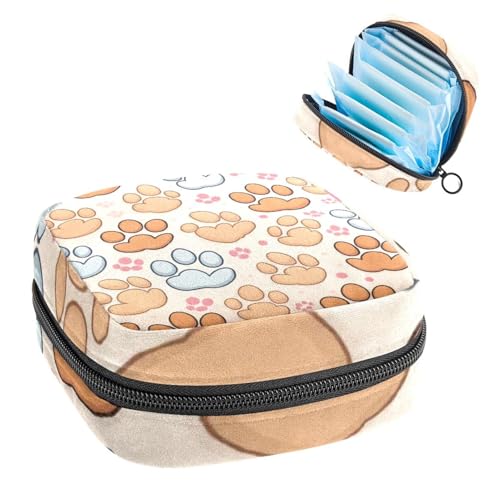 Sanitary Pads Bags, Cat Paws Menstrual Cup Pouch Nursing Pad Holder, First Period Kit Bags for Teen Girls Women Ladies