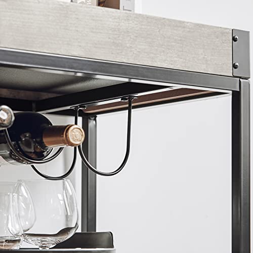 SoBuy Modern Design 3 Tiers Kitchen Trolley Serving Trolley with Wine Rack Metal & MDF FKW56-HG