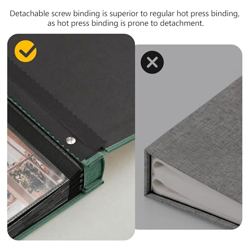 Álbum de fotos 8x10 para 100 fotos, con 100 bolsillos, cubierta de tela de lino, libro para fotos, álbum fotográfico para bodas, viajes y recuerdos familiares (verde oscuro) miniatura 7