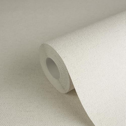 Papier peint non tissé uni crème A.S. Création structure textile 10m