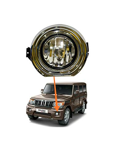 Auto Blinq Car Bumper Halogen Fog Lamp H3 Bulb Chrome Ring OEM type Fog Light Assembly for Bolero 2012-2019 - Set of 2 Pcs (White)