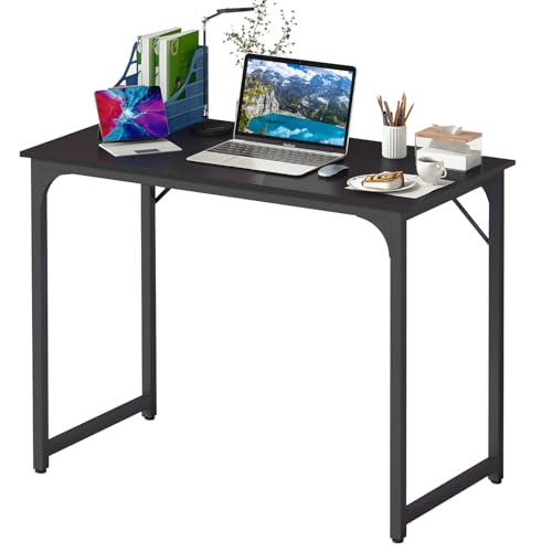 Image of BestOffice Computer Desk,Home Office Desk, Modern Simple Style for Home Office Study Writing (Black, 39 Inch)