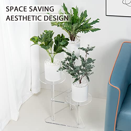Sumerflos Acrylic Corner Plant Stand 3 Tier - Clear Indoor Plant Shelf Plant & Flower Display Rack Pot Holder For Living Room Balcony Window Modern #TOP1