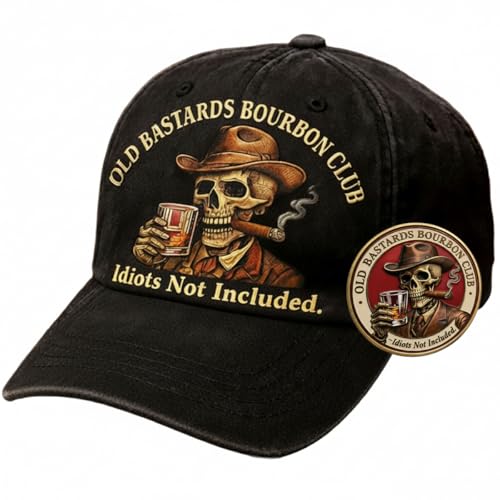 Old Bastards Bourbon Club Collector’s Edition Set, Adjustable Old Bastards Bourbon Whiskey Club Hat & Challenge Coin (Black)
