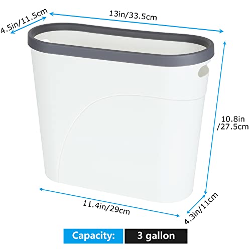 Set de 3 canecas de basura plásticas rectangulares blancas miniatura 2
