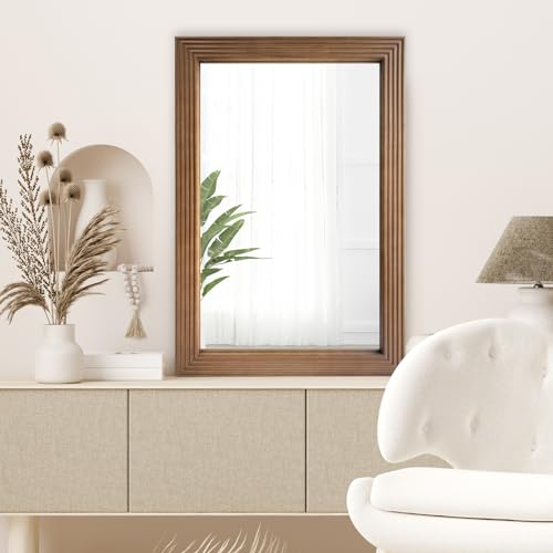 Rustic-Wooden-Framed-Wall-Mirror-Rectangle-Wood-Hanging-Mirror-Farmhouse-Wall-Mirror-for-Bathroom-Vanity-Bedroom-Living-Room-Vertical-or-Horizontal-Hanging-36-x-24 Rustic Wooden Framed Wall Mirror Rectangle Wood Hanging Mirror Farmhouse Wall Mirror for Bathroom Vanity Bedroom Living Room Vertical or Horizontal Hanging 36 x 24