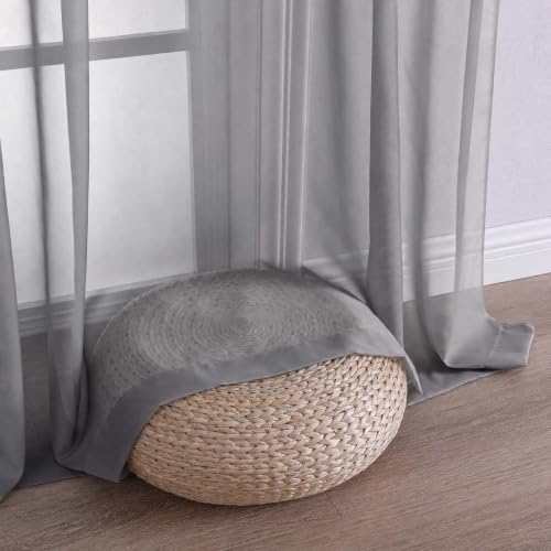 Image of OVZME Charcoal Grey Bedroom Curtains 2 Panel Sets 90 Inch Length, 59 Inch Extra Wide Light Filtering Light Weight Soft Window Treatment Panels for Study Room Living Room Guest Room, 59Wx90L Inches