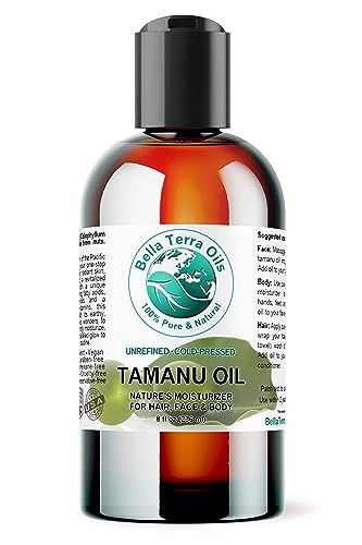 Bella Terra Oils - Organic Tamanu Oil 8 oz - Dive into Nutritional Excellence, Bursting with Palmitic Acid, Elevate Skin Care Regimen, Cold-Pressed Essence