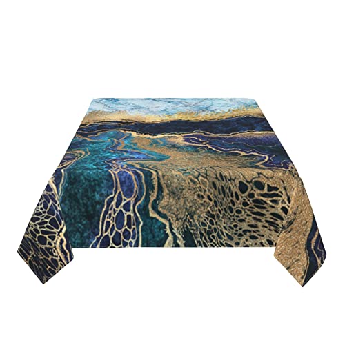 Opmlisir Marble Rectangle Tablecloth,Abstract Background Blue Marble Fake Stone Long Table Cloth Washable Table Cover For Kitchen Dining,Birthday Party,Holiday,Christmas,Buffet 54"X 72" #TOP5