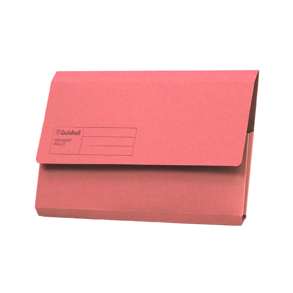 Exacompta Guildhall Document Wallets, 285gsm, Foolscap - Pink, Pack of 50