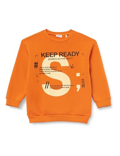 Sweatshirt maillot de survêtement orange pour garçons col rond imprimé