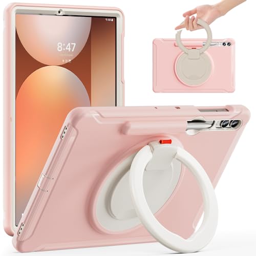 Coque Galaxy Tab S9 FE+ rose avec béquille 360 pour télétravail et séries