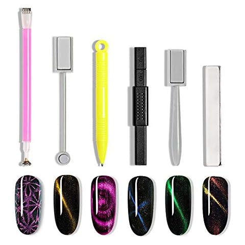 RoseFlower 6pcs Cat Eye Nail Magnet Set Cover