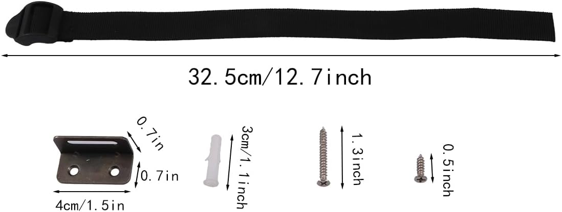 2-Set Anti-Tip Furniture Wall Anchor Straps with Screws, Earthquake-Resistant Safety Straps for Bookshelves, Dressers, Cabinets & Bed Frames - Secures Furniture to Wall for Pet & Home Safety
