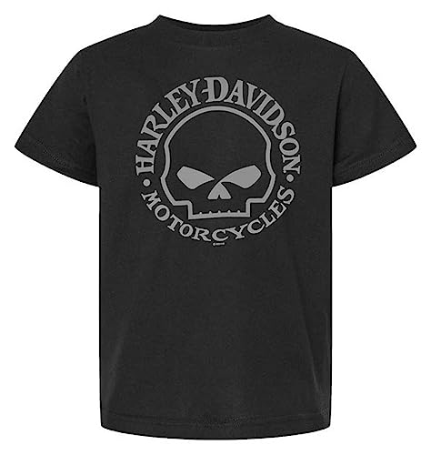 Harley-Davidson Little Boys' Willie G Skull Short Sleeve Toddler Tee - Black