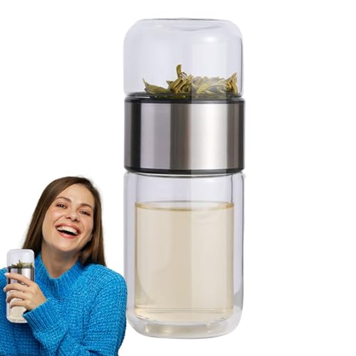 Botella de té con infusor | Botella infusora de té con aislamiento de doble capa y separación de agua para flores sueltas en casa o viajes