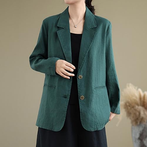 MINTLIMIT Womens Linen Blazer Summer 3/4 Sleeve Notch Lapel Work Office Suit Casual Button Blazers Jackets with Pockets2