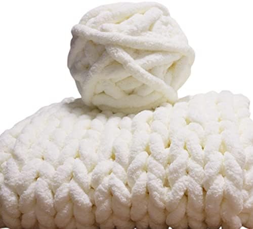 Super Bulky Chunky Blanket Chenille Yarn Milk 64oz for Arm Knitting, 8 Pack Luxury Thick Polyester Jumbo Weaving Crochet Craft Yarns for Throw Blanket Pillows (Milk, 8 Pack / 2kg)