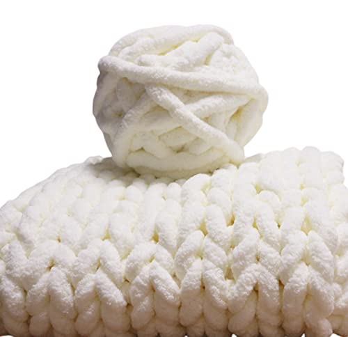 Super Bulky Chunky Blanket Chenille Yarn Milk 64Oz For Arm Knitting, 8 Pack Luxury Thick Polyester Jumbo Weaving Crochet Craft Yarns For Throw Blanket Pillows (Milk, 8 Pack / 2Kg) #TOP3