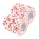 BATHVEVE 2 Stück Toilettenpapierrollen mit Rosenblumenmuster Weiches Holzfasermaterial Sanfter Griff Langlebiges Klopapier für Besondere Anlässe und Hochzeiten