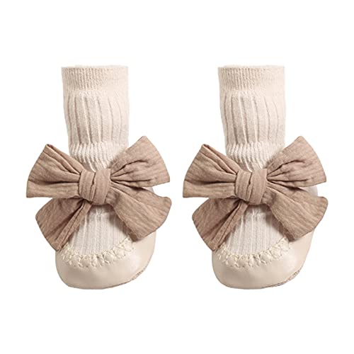 WPCASE Baby Mädchen Socken Kleinkind Baby Schleife Baumwollsocken Neugeborenes Kleinkind rutschfeste Baby Mädchen Socken 0-3 Jahre Small,beige Cover