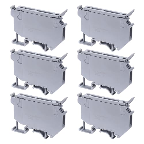 Image of sourcing map Terminal Blocks 6 Pack UK5 Rail Mount Fuse Holder Screw Terminal Block Wire End Bracket Stopper Din Rail Screw Fixed Gray for DIY Electronic Circuits Machine Appliances