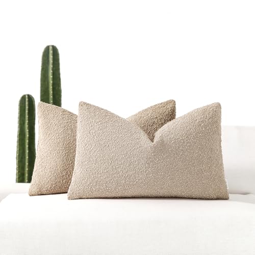 ROMANDECO Boucle Decorative Lumbar Pillow Covers for Couch Set of